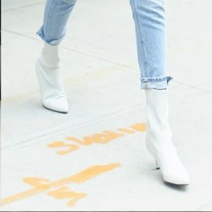 Stuart Weitzman clingy snowwhite patent leather booties 8.5